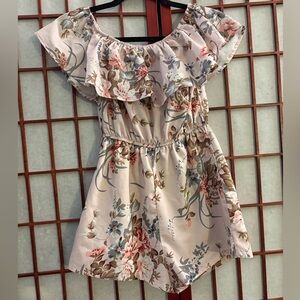 Floral Off-Shoulder Girls Romper